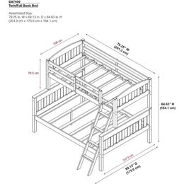 Dorel Living Airlie Solid Wood Bunk Beds Twin Over Full with Ladder and Guard Rail, White bunk bed wooden bed Children Beds