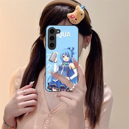 Anime Aqua Mobile Cell Phone Case for Samsung Galaxy S24 S23 S22 S21 S20 S10 S9 Plus FE Ultra Lite Black Soft Phone Cover Funda