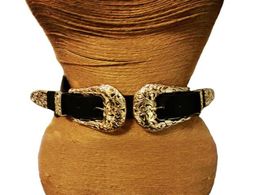 New Fashion Female Vintage Strap Metal Pin Buckle Leather Belts For Women elastic Designer sexy gold hollow out wide waist belts L6780922