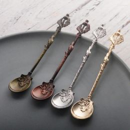 Coffee Scoops Vintage Spoon Ice Cream Dessert Creative Thistle Leaf Shape Zinc Alloy Tea Mixing Kitchen Tableware