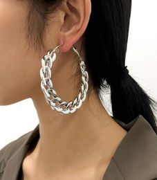 Punk Style Oversized Large Hoop Earrings ed Big Circle Round For Women Party Jewellery Accessory Gift Huggie8987528