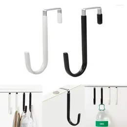 Hooks 6pcs Over The Door Stainless Steel Hanger Hook For Hanging Towels Clothes Bag Coat Bathroom Kitchen Cabinet B03E