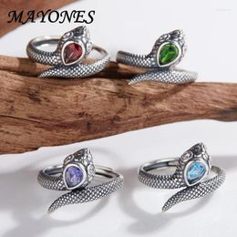 Cluster Rings Natural Colourful Treasure Ring S925 Sterling Silver Set With Tanzanite Diopside Garnet Topaz Serpentine For Women