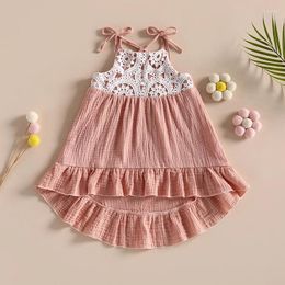 Girl Dresses Toddler Girls Summer Casual Sling Sleeveless Backless Lace Tie Up