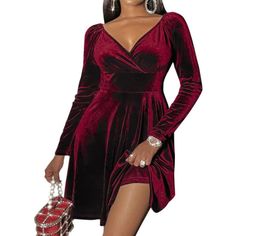 2022 Modest Short Velvet Party Dresses Long Sleeves Arabic Dubai Evening Dress Prom Cocktail Gowns 1920S Burgundy Black Blue6420524