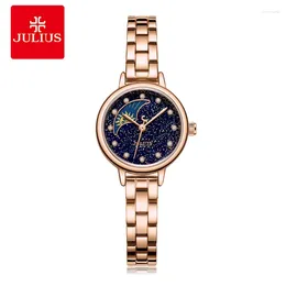 Wristwatches Julius Watch JA-1157 Women's Moonphase Miltifuctional Staineless Steel