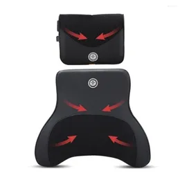 Pillow Car Headrest Smart Massage Lumbar Memory Foam Electric Backrest USB Plug-in Head Back Support Spine Pad Neckrest
