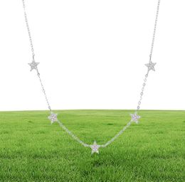 925 sterling silver star necklace micro pave cz cute lovely star charm delicate minimal fine silver chain choker charming necklace7939714