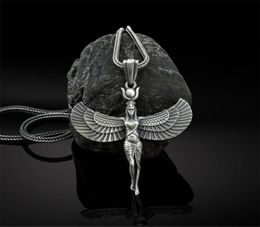 Isis Pendant Necklace 316L Stainless Steel Silver Women Egyptian Winged Goddess Jewellery Gifts9246376