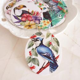 Gift Wrap 50pcs Cake Tag Cartoon Flowers Birds Paper Hanging Label Wrapping Decoration Birthday Card