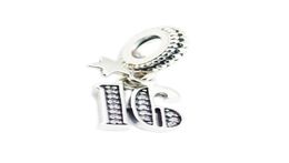 16 birthday charms number dangle 925 sterling silver fits original style bracelet 797261CZ H811042354131721