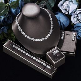 Necklace Earrings Set Russian Luxury Zirconia Bridal Large Wedding Fashion Jewelry Modern Design CZ Elegant Styling Accessories
