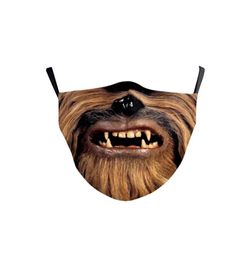 New designer face mask fashion masks Customised childrens Cartoon Skull Monster Dog Face Funny Expression Print Halloween6393561