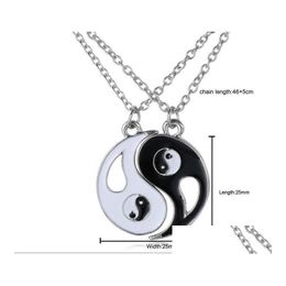 Pendant Necklaces Yin Yang Necklace Black White Couple Sister Friend Friendship Jewelry Unique Personalized Gifts Drop Delivery Pendan Dh4Fk