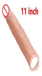 11 inch Huge Penis Extender Enlargement Reusable Penis Sleeve Sex Toys For Men Penis Girth Enhancer Relax Toy Gift258u9745138