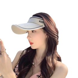 여자 야외 해변 UV 보호 햇빛 햇빛 빈 탑 모자 2024 봄과 여름 패션 대형 챙이있는 선 스크린 모자