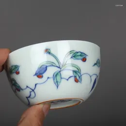 Cups Saucers Ming Chenghua Blue And White Doucai Over Branch Flower Pattern Tea Cup Antique Ceramic Collection