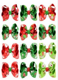 Mixcolor Baby Christmas Print Girl Ribbon Bow Hair Clips Hairpin Hair Bow with Clips for Kids Christmas4955157