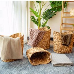 Laundry Bags Straw Dirty Clothes Storage Basket Nordic Rattan Hamper Household Sundries Organiser