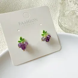 Stud Earrings Fashion Simple Fresh Purple Grape Fruit Ear Clips No Holes Mosquito Repellent Incense Plates Jewelry Gift Wholesale