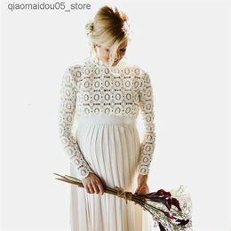 Maternity Dresses Long pregnant woman wedding dress pleated pregnant woman photography dress split style pregnant woman dress photo prop Q240413