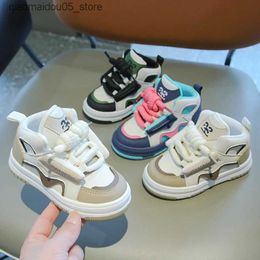 Sneakers Hot selling fashionable boys and girls shoes lace childrens shoes high-quality baby tennis patches work and leisure childrens sports shoes Q240413