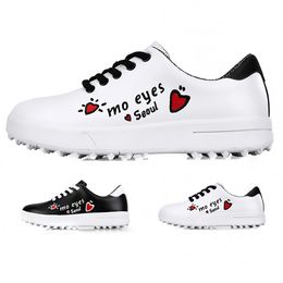 TaoBo PGM Girl Cute Love Pattern Golf Shoes Kid Size 30-36 Outdoor Fixed Nail Waterproof Boy Graffiti Golf Sneakers