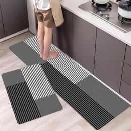 Carpets 1pc Striped Patchwork Print Kitchen Floor Mat Living Room Decor Carpet Home Hallway Entrance Doormat Balcony Door Anti Slip Rug