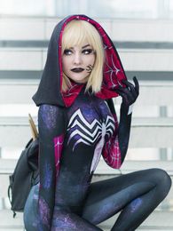 The Amazing Spider Women Gwen Stacy Costume Cosplay Spandex Superhero Venom Gwen Zentai Bodysuit Jumpsuit Halloween Costume Adut