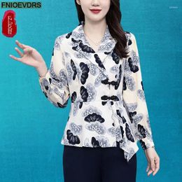 Women's Blouses S-3XL Year Shirt 2024 Women Spring Elegant Office Lady Casual Button Shirts Retro Vintage Black Ruffles Peplum Tops