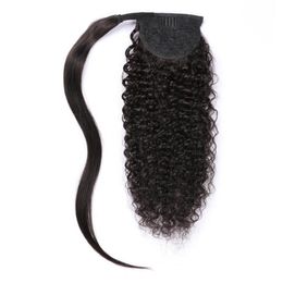 Afro Kinky Curly Ponytail Extensions Human Hair for Black Women Natural Hairpiece Brazilian Remy Wrap Around Clip in Horse Tail