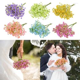 Decorative Flowers 6pcs Artificial Silk Mini Bouquet Birthday Wedding Wreaths Home Table Vase Flower Arrangement Garden Decoration Supplies