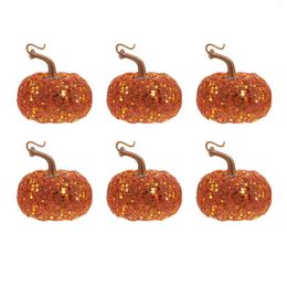 Decorative Flowers 6pcs Sequined Artificial Halloween Pumpkins Foam Autumn Home