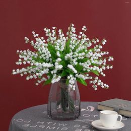 Decorative Flowers Artificial Fake Plant 6 Piece Simulation Campanula Orchid Green Wedding Bouquet 37cm Pieces Table Decor Home & Garden