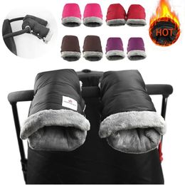 Stroller Parts 2pcs Black Waterproof Pram Warm Gloves Mitten Winter Hand Muff Baby Accessories
