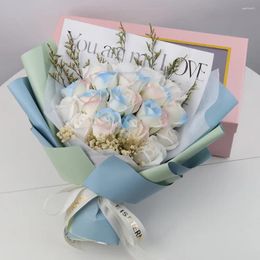 Decorative Flowers 18PCS Creative Scented Artificial Soap Rose Bouquet Gift Valentine's Day Birthday Bridal Wedding Decoration