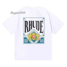 Brand Rhude T Shirt Designer Shirt Men Shorts Print White Black S M L Xl Street Cotton Fashion Youth Mens Tshirts Tshirt 443