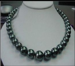 Fine Pearl Jewelry 18quot 1214mm Natural Tahitian black Round pearl necklace 14K3935225