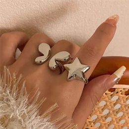 Cluster Rings XIALUOKE Fashion Geometric Metal Glossy Butterfly Star Open Ring For Women Lovely Adjustable Female Jewellery