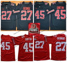 Vintage Ohio State Buckeyes College Football Jerseys Mens 27 Eddie George 45 Archie Griffin Stitched Shirts O Legends of Scar6602339