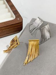 Peri'sbox 14K Gold Plated Thin Chain Long Tassel Earrings for Women Brass Fringe Dangle Earrings Party Statement Gifts for Her