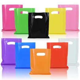 Storage Bags 10pc Multiple Colours Blank Flat Plastic Bag 20cmx15cm Clothes Store Shopping For Wedding Candy Gift Packaging With Handle