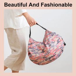 Storage Bags Supermarket Shopping Bag Fashion Shoulder Foldable Portable Hand Grocery Waterproof Durable Oxford Cloth