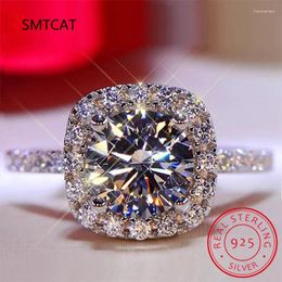 Cluster Rings 0.3-3CT D Colour Certified Moissanite For Women Square Sparkling Lab Diamond Promise Band Sterling Silver 925