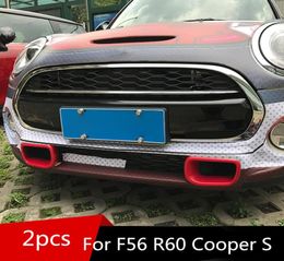 2pcs PC Car Front Grille Cover Air Inlet Outlet Styling Moulding Trim Sticker for Mini Cooper S F56 20142018 R60 Countryman S 2014997605