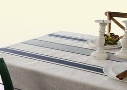 Table Cloth Vintage Linen Cotton Striped Tablecloth For Home Table Decoration Dustproof Dining Party Banquet Table Runner Mantel M3341787