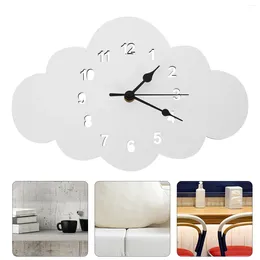 Wall Clocks Clock Cloud Shape Without Nordic Wooden Convenient Office Decoration