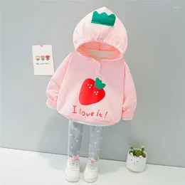 Clothing Sets Baby Girls Kids Strawberry Hooded Pullover Sweatshirt Pants Children Clothes Outfits Toddler Infant Tracksuit