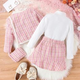 Clothing Sets Kids Toddler Girl Skirt Outfits Long Sleeve T Jacket Tops Mini Bag 4PCS Clothes Set