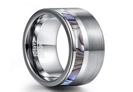 Wedding Rings 8mm Natual Abalone Shell Tungsten Carbide Ring Silver Colour Matte Surface Promise Jewellery Engagement Men Anillos18236863
